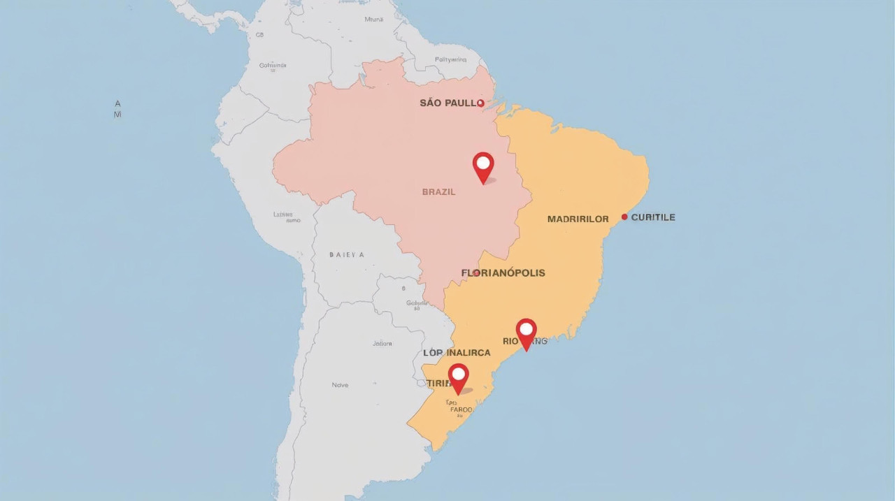 Карта Бразилии с выделенными городами