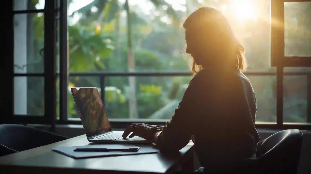 Цифровой кочевник в Бразилии — ноутбук, коворкинг, вид из окна