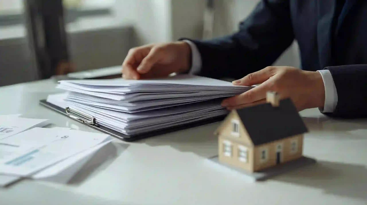 image of Business hands holding a document folder and a small house model neutral office GIVE BIRTH IN BRAZIL BABY