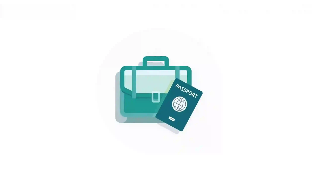 image of Work visa VITEM V icon briefcase + passport minimalist flat style green-blue palette GIVE BIRTH IN BRAZIL