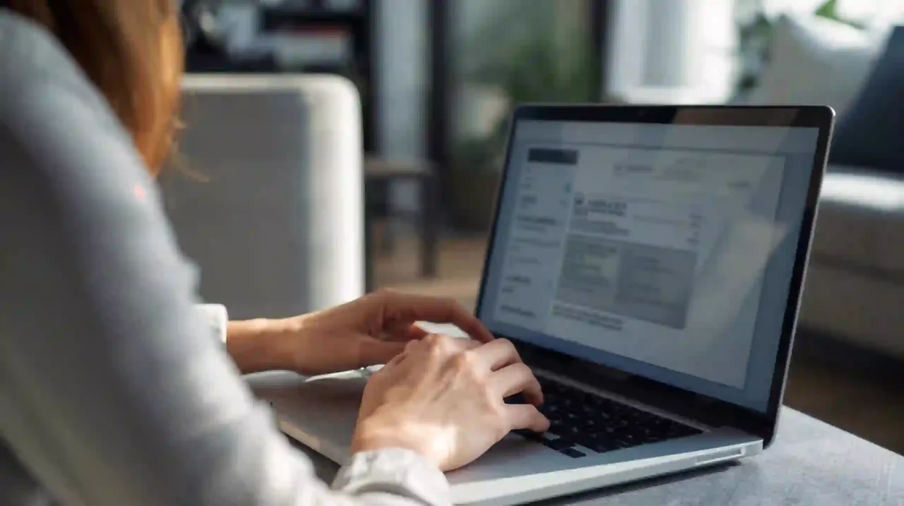 Person applying for a visa online on a laptop at home showing modern visa and travel services for global visitors.