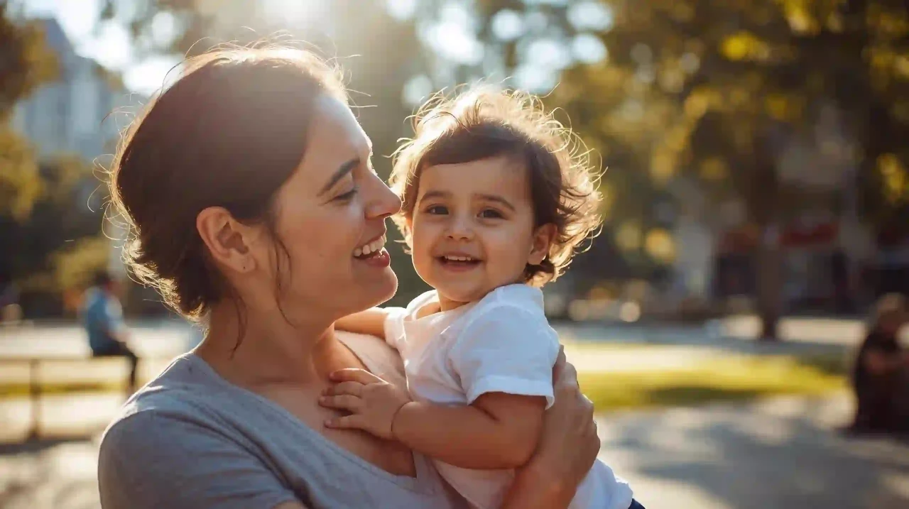 Parent with Brazilian child at park