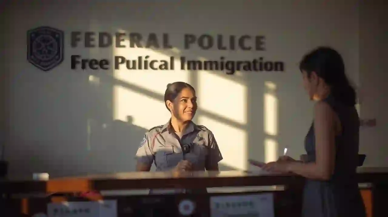 Federal Police immigration desk in Brazil.