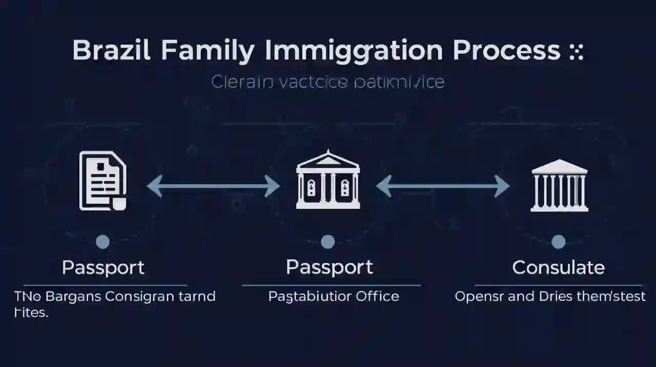 Brazil family immigration roadmap — clean vector flowchart (no text).
