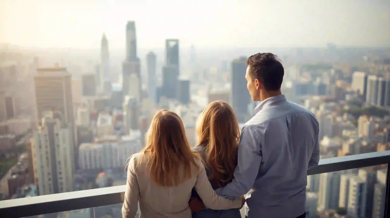 Investor family with São Paulo skyline — Brazil Residency by Investment hero image.