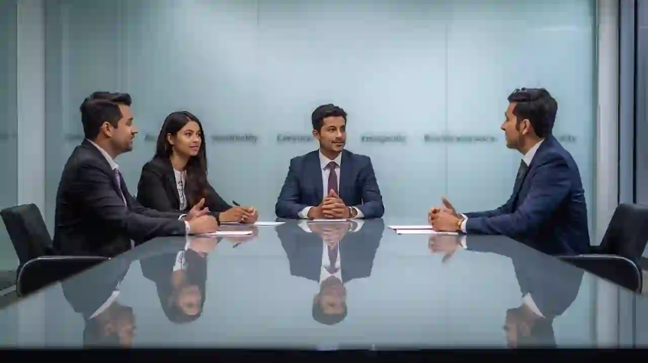 Job interview panel with candidate in Brazil