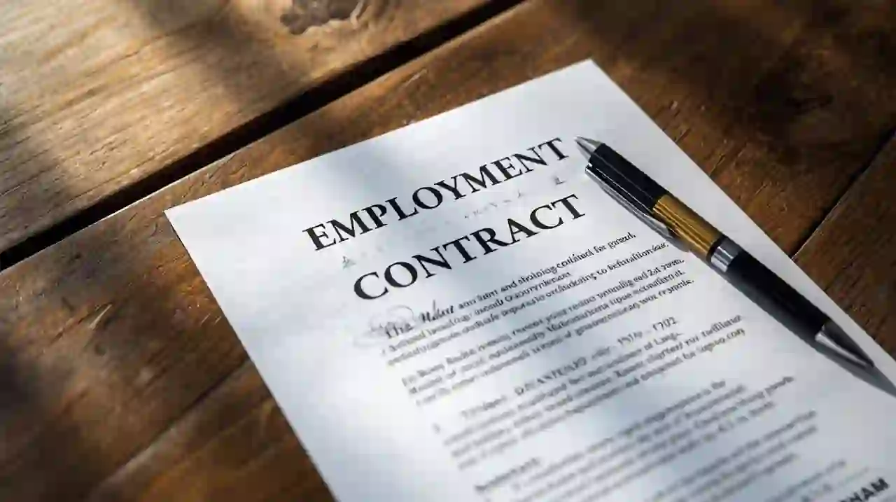 Подписанный трудовой контракт на столе