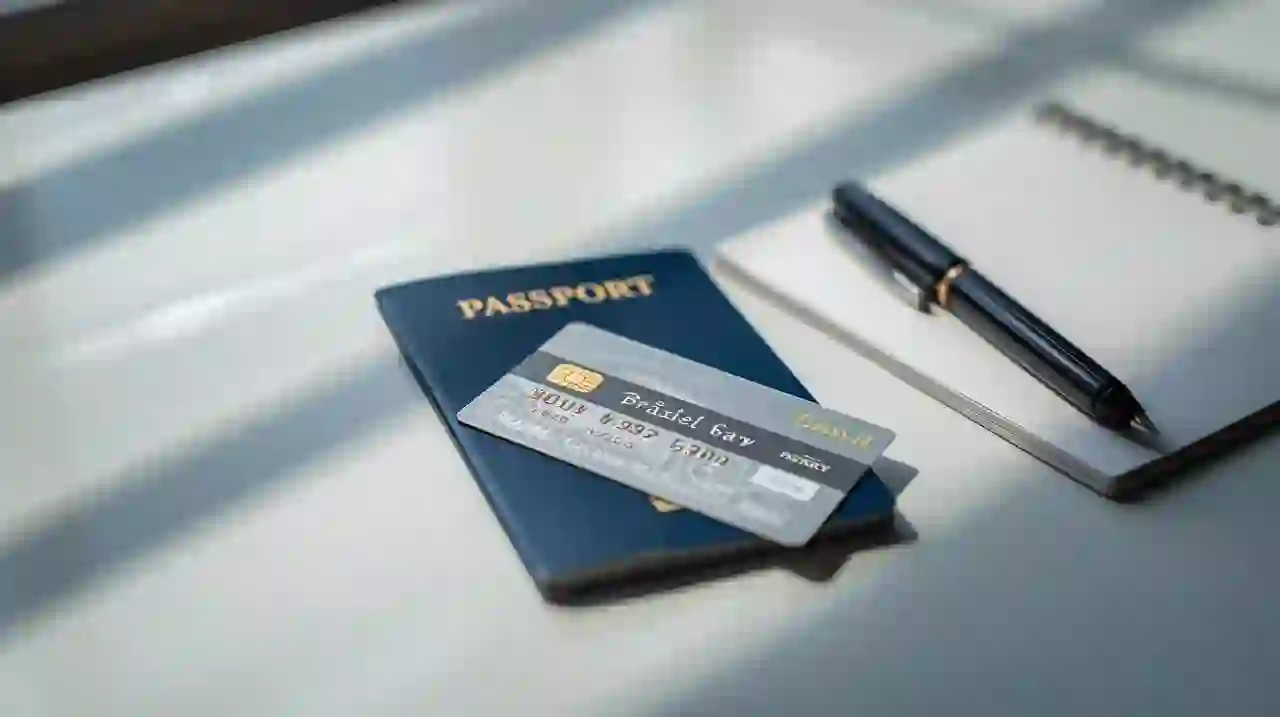 Brazilian CPF number card and foreign passport on a desk